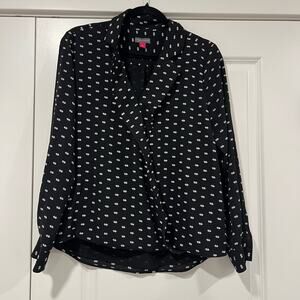 Vince Camuto Women's Wrap Blouse Black White Pattern Size‎ Small